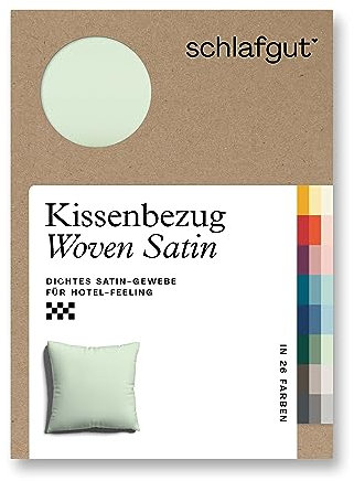 schlafgut Woven Satin Kissenbezug 80x80 cm Green Light Uni in Premium Hotelqualität, Kopfkissenbezug einzeln mit 100% weicher Baumwolle