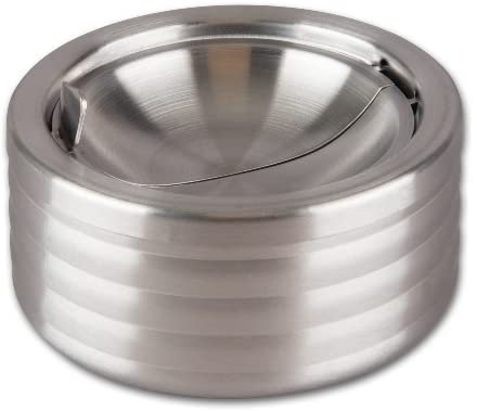 Kippaschenbecher aus Metall gebürstet in silber matt