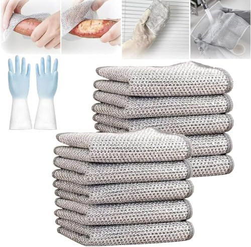 Mehrzweck-Geschirrspüllappen aus Draht für Nass und Trocken, 24 Stück Multipurpose Kratzfestes Wire Dishwashing Rags, Gusseisenreiniger, Wiederverwendbar Putztücher, Topfreiniger Putzlappen für Küche