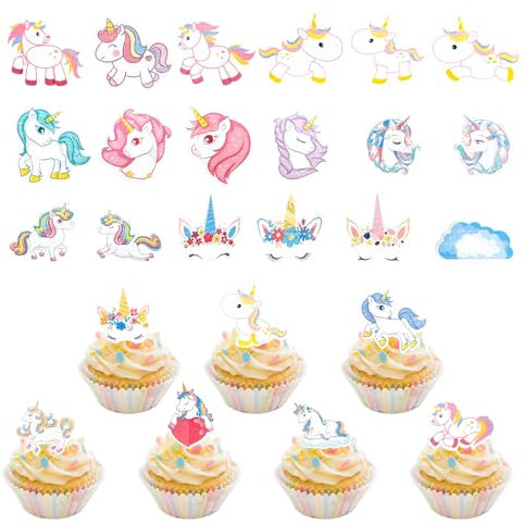 80 Stück Muffin Kuchendeko Einhorn, Einhorn Cupcake, Einhorn Cupcake Topper Torte Kuchen, Einhorn Theme Geburtstag Party Tortendeko Kuchendeko Geburtstagsdeko für Kinder Mädchen