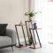 [en.casa] Blumenständer Hjartdal 3er Set Blumensäule Beistelltisch mit Metallgestell Z-Form Satztisch für Wohnzimmer Pflanztisch Säulentisch Holzfarben/Schwarz