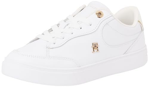 Tommy Hilfiger Sneaker Court Mujer Essential Chic de Piel, Blanco (White), 38