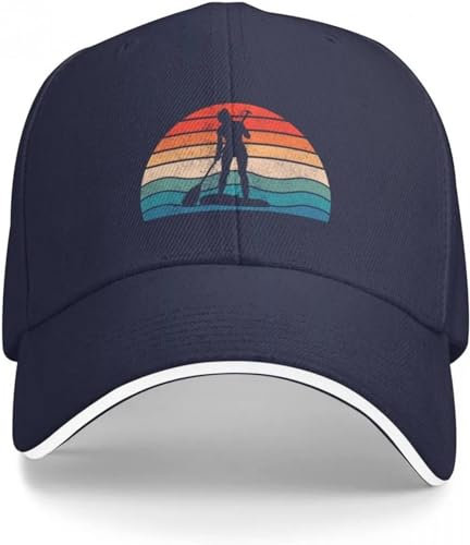 Baseballkappe Hiphop Sonnenhut Stand Up Paddle Board SUP Frau Paddleboarding Sonnenuntergang Wasser Baseball Cap Hut Mann für die Sonne Custom Cap Golf Hut Damen Herren