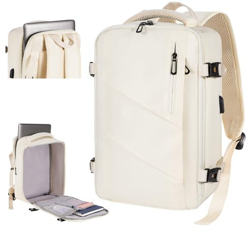 Gluckstar für Ryanair/Eurowings/Wizz Handgepäck 40x20x25 Rucksack Handgepäck Flugzeug, Reiserucksack mit 15 Zoll Laptopfach Tasche, Kabinenrucksack Carry on Luggage Travel Backpack 20L Beige