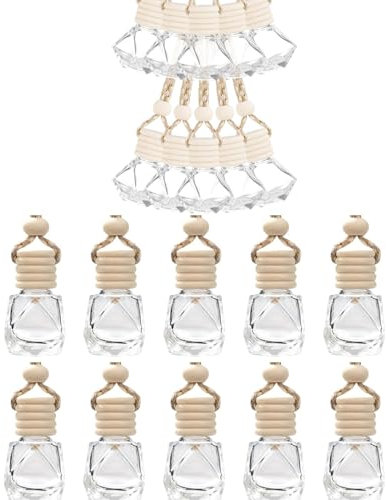 JJiaoLinin Car Air Freshener Perfume Bottle,20 Pieces 8ml Car Hanging Perfume Bottles, Fragrance Essential Oil Diffuser, for Car, Home, Office, Perfume Decor(Diamond Shape)