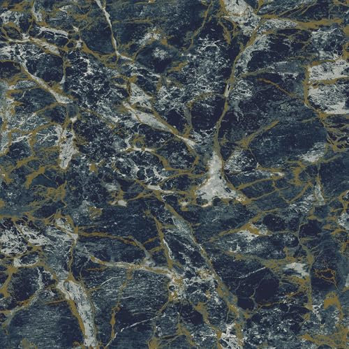 Grandeco Astoria Liquid Marble Textured Wallpaper, Navy