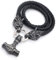 JHBTFQ Vintage grey,50cm, Wikinger Herren Leder Halskette, 50/60/70/80cm Geflochtene Lederkette mit Edelstahl Odin Wolf Mjölnir Anhänger Nordischer Amulett Schmuck
