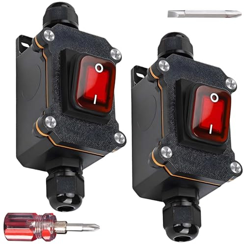 2 interruttori impermeabili in linea 12 V 20 A, 12 V DPST 4 poli, interruttore per cavi, interruttore 12 V, impermeabile, IP67, con cacciavite, interruttore per macchina, interruttore in linea