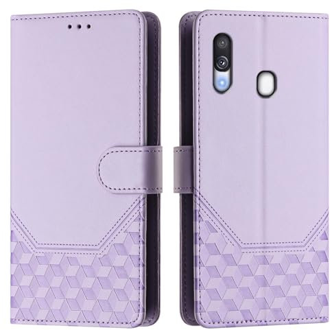 Galafu Hülle für Samsung Galaxy A40 Hülle, PU Leder Handyhülle mit RFID Schutz, Tasche Magnet Schutzhülle mit Standfunktion für Samsung A40, Hellviolett