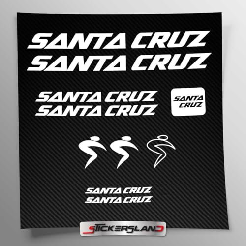 Stickersland® Aufkleber-Set kompatibel mit Rahmen MTB Mountainbike und Helm | Decals Aufkleber für Fahrräder mit Logos | Stickersland® - Santa (mattweiß)