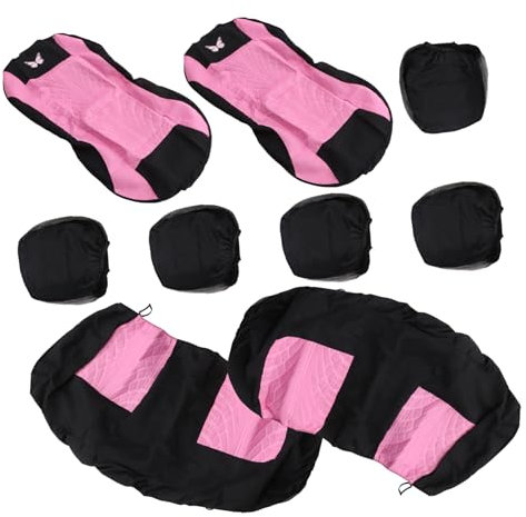 MOLUCKFU 9stücke Teiliges Autositzbezüge Sitzer Abnehmbar Und Strapazierfähig Pinke Schutzmatte Für Suvs Und Trucks Komfortable Auto-innenausstattung