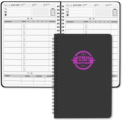 Gym zubehör, Fitness zubehör, Workout Planer - A5 Trainingstagebuch Deutsch mit 186 Workout für dein Krafttraining - Undatierte Trainingsbuch - Schweißfest - Fitness Journal, Gym Buch für Frauen