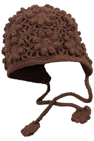 XINGLIDA Wollmütze, Gestrickte Mütze koreanischen Stil, weiche warme Mütze, doppelte Schichten, Häkelmütze, Gehörschutz, Kappen für Fraue