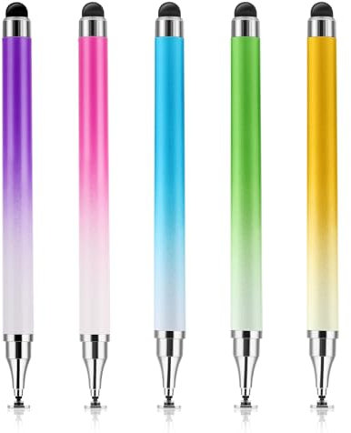 Oruola Lot De 5 Stylets 2 En 1 Pour éCrans Tactiles,Stylet Tactile,Stylets Pour Tablette,Tablette Pour TéLéPhone Et Tablettes Android,Compatible Avec Tous Les éCrans Tactiles (5 Couleurs)