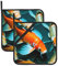 Juego de 2 manoplas HD Koi Fish para ollas de cocina, usadas para cocinar en microondas, horno y parrilla