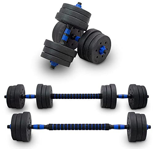 Bituxx 2in1 Hantelset Kurzhantel Langhantel Set Hanteln Krafttraining Gewichte Dumbbells 20KG
