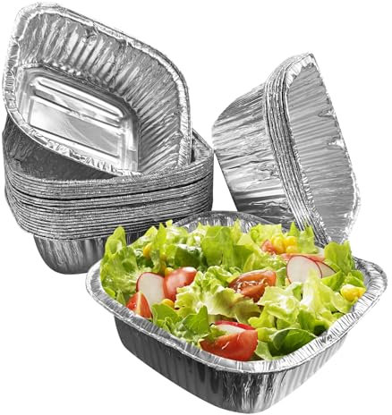 Xinsenke Lot de 30 barquettes en aluminium 1200 ml (17×17×5,2 cm), résistantes à la chaleur, idéales pour grillades, cuisson, friture, récupération de graisse. Parfaites pour barbecue et cuisine.