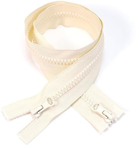 ZIPZSY 2 Stück #5 Kunstharz teilbar mit Reißverschluss (2-Wege), Reißverschlüsse mit zwei Schiebern für Kleidung und DIY-Nähprojekte (Beige, 70 cm)