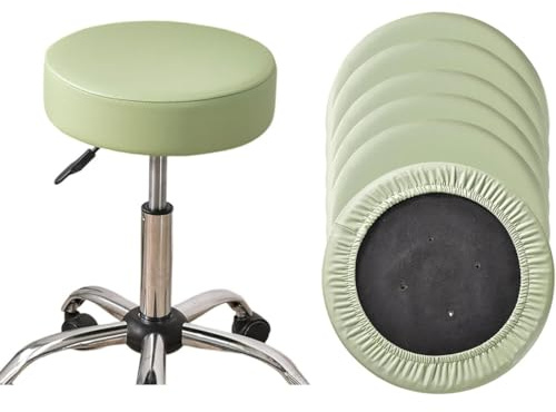 Levoberg Rundhocker Bezug Wasserfest, PU Leder Bezug für Barhocker Bürostuhl Bezug Sitzkissenbezug für Durchmesser 30-38cm Runder Hocker 6 Stück Grün
