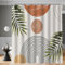 Lerores Rideau de douche 100 x 200 cm - Lignes de feuilles - Ourlet lesté - Anti-moisissure - Imperméable - Lavable - En polyester - Avec 7 œillets et anneaux de rideau de douche - Pour salle de bain