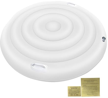 Aufblasbare Whirlpools Abdeckung, Ø 138cm Rund Thermoabdeckung für Whirlpoolen, Premium Energiesparende Whirlpools-Deckel mit Griff, Winddichter & Regenfester Spa -Abdeckung Whirlpoolzubehör