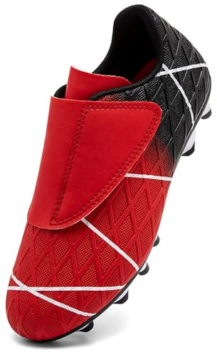 VTASQ Zapatos de Fútbol Niño Profesional Zapatos de Entrenamiento Adolescentes Aire Libre Deporte Atletismo Botas de Fútbol Cesped Artificial Zapatillas de Fútbol Negro Rojo EU34