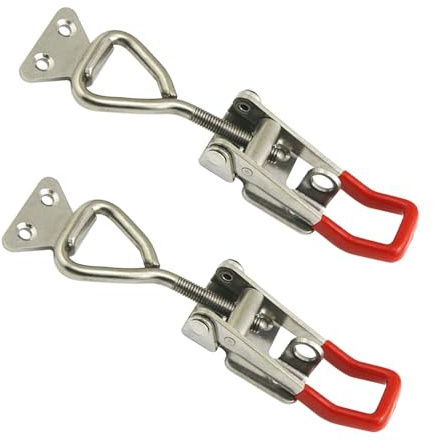 2 x Spannverschluss aus Edelstahl, Große Kistenverschluss, Kniehebelspanner mit Schlüsselloch, Hebel Verschluss, Einstellbare Spannverschluss für Schränke, Schubladen, Fenster, Boxen, 150-170 mm