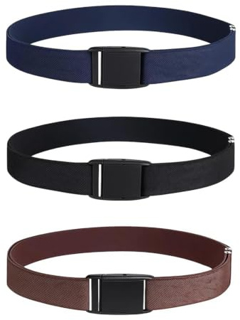 ZocRjvN 3 Gürtel Ohne Löcher für Erwachsene, Elastisch, 3cm Breit | Elastischer Gürtel ohne Löcher, 3 cm breit, für Erwachsene, Schwarz, Braun, Dunkelblau