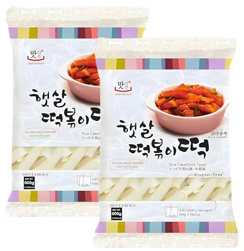 Tteokbokki Topokki - Rice Cake Pasta gruesa de arroz - Coreano Tradicional - Pasteles de Arroz en Bastones - Sin Gluten - Pack Laborawi (1200g)