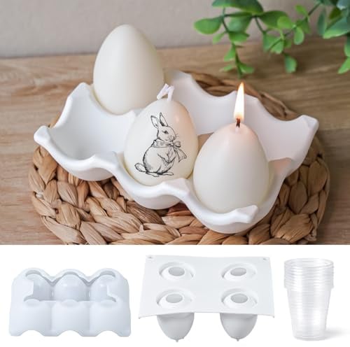 YODOYO Silikonformen Gießformen Ostern, Eierkarton + 4-fach Ei Gießform | Ostereier Kerzenformen Silikon, Kerzen gießen, Gips, Epoxidharz, Seife, DIY Basteln, Frühlingsdeko