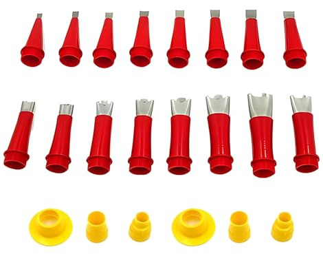 Kit de acabado de calafateo | Kit de herramientas de boquillas de calafateo reutilizables | Sellador de acero inoxidable con 16 aplicadores de boquilla para baños, cocinas, tanques de agua, puertas