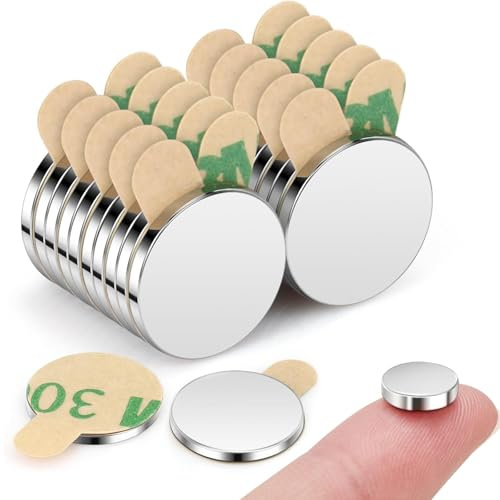 HSYTEK 15 Stück Runde Neodym Magnete, 20x2mm Selbstklebende Magnete, Mini Klebemagnete, Magnete Selbstklebend Stark für Whiteboard, Kühlschrank, Fotos, Basteln, Jalousien, Büro, Schule, Küche