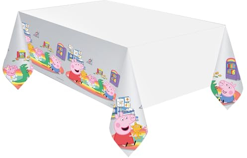 Riethmüller Peppa Wutz Tischdecke Plastik 120 x 180 cm - Einwegtischdecke für Kindergeburtstag & Mottoparty mit lustigen Cartoon-Figuren - Partydeko für Kinder