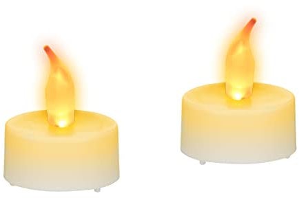 Relaxdays 12er Set LED Teelichter, stimmungsvolle Partylichter, LED-Flackerlichter mit gelber Flamme, Batteriebetrieben, weiß