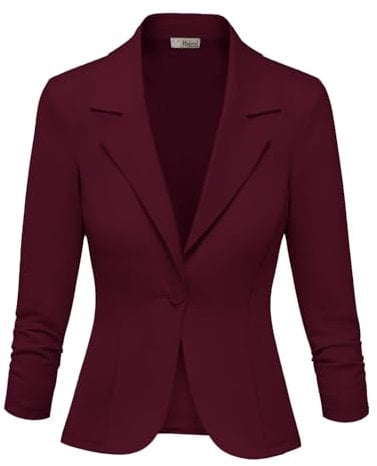 Hybrid & Company Superbequemer Ponte-Büroblazer für Damen, Premium Ponty-Wein, M