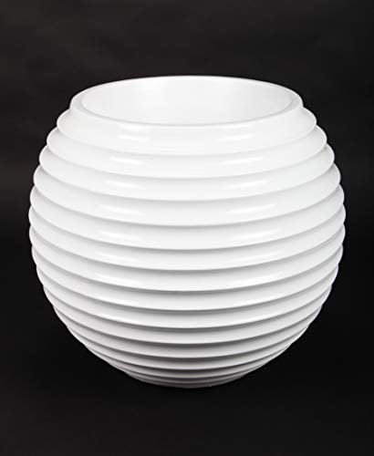point home Blumentopf, Pflanzkübel aus Fiberglas, weiß, 43cm - für Innen