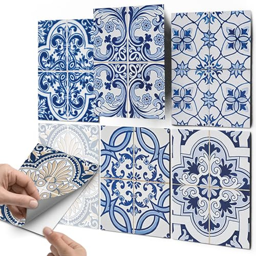 CREATISTO Fliesenaufkleber Fliesenfolie Mosaikfliesen - Aufkleber Sticker für Wandfliesen I Klebefliesen Deko Folien für Fliesen Ornament in Bad u. Küche (15x20 cm I 30 -Teilig)