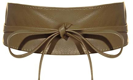 malito – Damen Taillengürtel aus 100% weichem Echtleder – Onesize Bindegürtel mit verstellbarem Taillenband – breiter Wickelgürtel mit Schleife – Hüftgürtel G100 (Oliv)