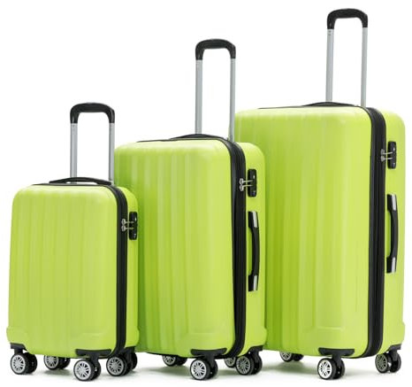 BEIBYE TSA-Schloß 2080 Zwillingsrollen neu Reisekoffer Koffer Trolley Hartschale Set (Green, Set)