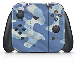 Skins4u Aufkleber Design Schutzfolie Vinyl Skin kompatibel mit Nintendo Switch Joy-Con Controller Waving Camouflage Blue