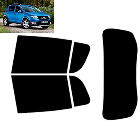 Passgenaue Tönungsfolie für-Dacia Sandero Stepway 5-Türen 2012-2020 Heck/Seitenscheiben (20% Schwarz)