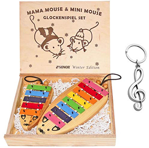 Sonor MaMa & Mini Maus Glockenspiel Set + keepdrum Violinschlüssel-Anhänger