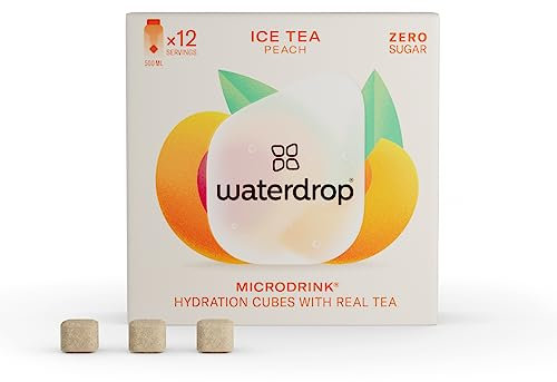 waterdrop® Microdrink Te Freddo Zero | Te Nero Pesca | 12 cubetti waterdrop per insaporire l'acqua | The Freddo senza zucchero | Acqua aromatizzata | Freschezza e Idratazione da portare