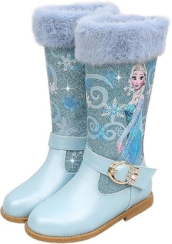 FStory&Winyee Mädchen Prinzessin Sandalen mit Absatz Kinder ELSA Schuhe Partei Glitzer Kristall Mädchen Kostüm Zubehör Karneval Verkleidung Party Aufführung Fasching Tanzball, Blau, 27 EU