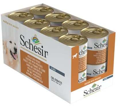 Schesir Dog Poulet avec Pommes de Terre, Nourriture pour Chien Humide, 16 boîtes x 285 g