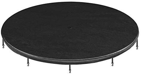 SONGMICS Abdeckung für Ø 366 cm Trampolin, Abdeckplane, mit Wasserablauflöchern, Wetterschutzplane, Schutz vor Sonne, Laub, Schnee und Schmutz, elastische Bänder und Haken, schwarz STC012B01