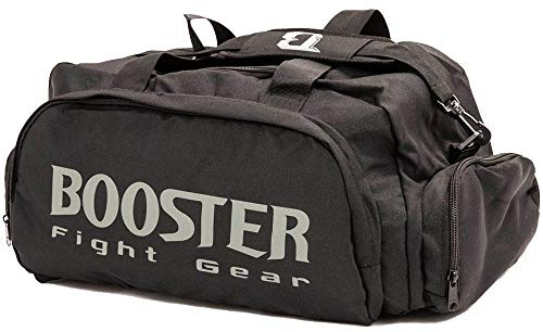 Booster B-Force Sporttasche – Duffle Bag & Rucksack 2-in-1, Robuste Gym Tasche aus 600D Polyester, Wasserabweisend, Kampfsport & Fitness Tasche für Training & Reisen - Schwarz - Groß