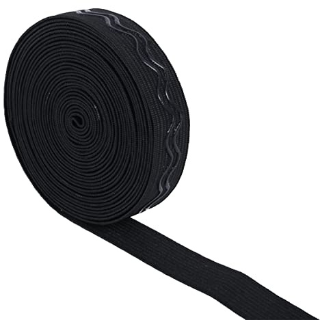 Suncoolla 5 m langes 2,0/2,5 cm breites rutschfestes Wellen-Silikonband für DIY-Nähprojekte (schwarz, 5 x 2,0 cm)