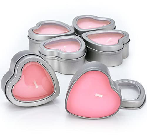DEYBBY Rose Aromatherapy Pink Tea Light Large Candles, Highly Scented tealight Candles—6 Hours Burn Time for Valentine's Gift, Dinner, Wedding (Pack of 6)