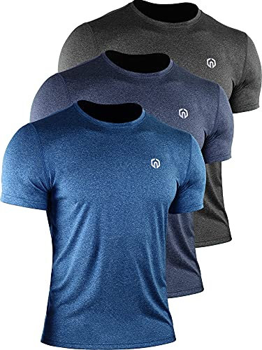 NELEUS Herren Dry Fit Athletic Running Trikot Shirt, 506# Schwarz/Blau/Marineblau, Mittel